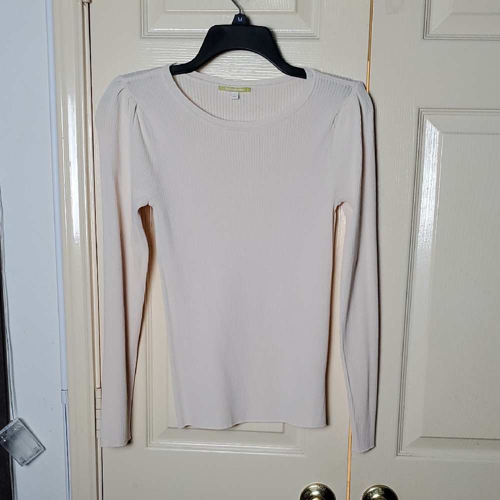 Gianni Bini Cream Long Sleeve Top Size S